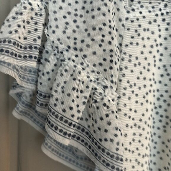 Max Studio Short Sleeve Knit Mesh Polka Ivory Dot Blouse Top Size S - Picture 2 of 6